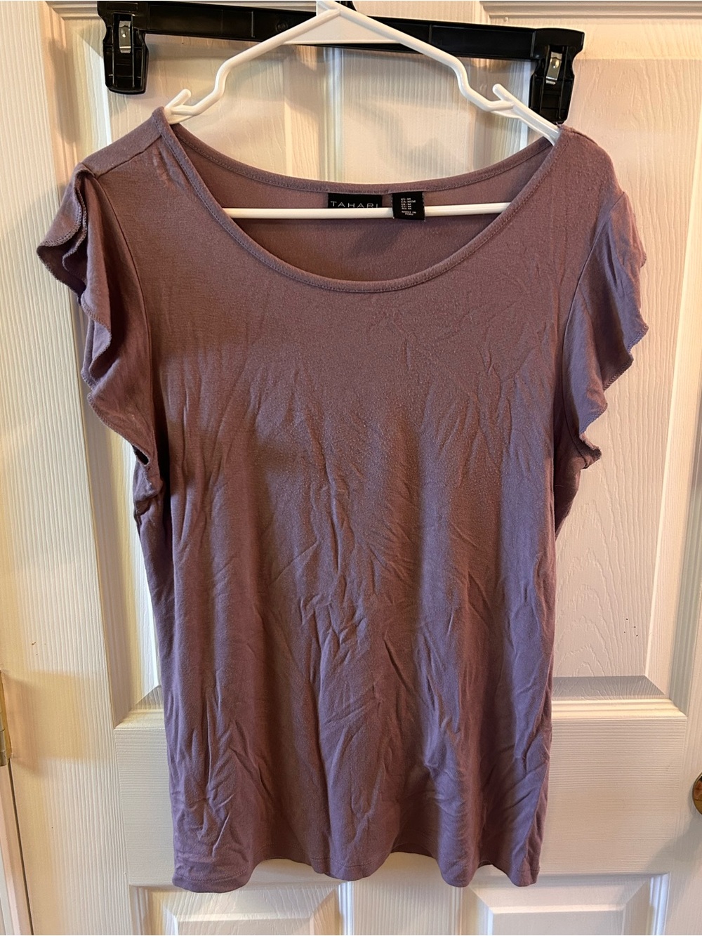 Tahari Dusty Lavender Scoop Neck Short Sleeve Top